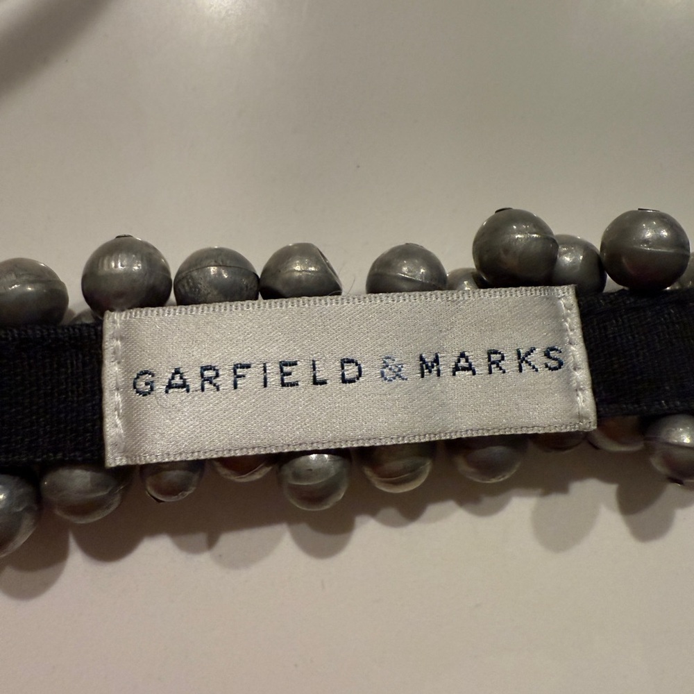 Black denim and silver/gray balls fashion belt